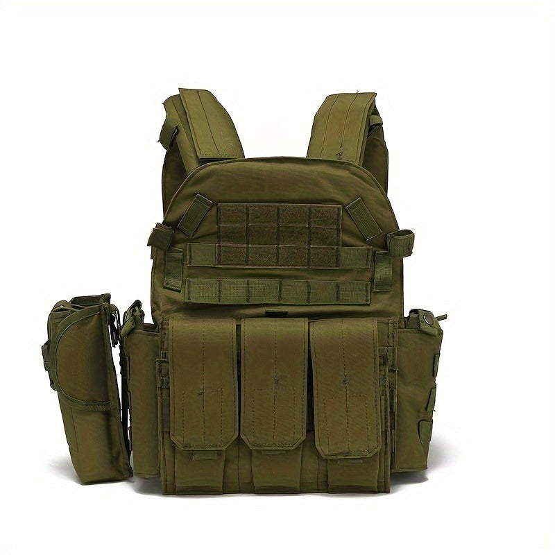 Tactical MOLLE Vest 6094 Multi-Functional Plate Carrier for Men - Outdoor Combat Training CS Airsoft Paintball Hunting Vest - Adjustable Military Green Black Army Green Brown Mud Color