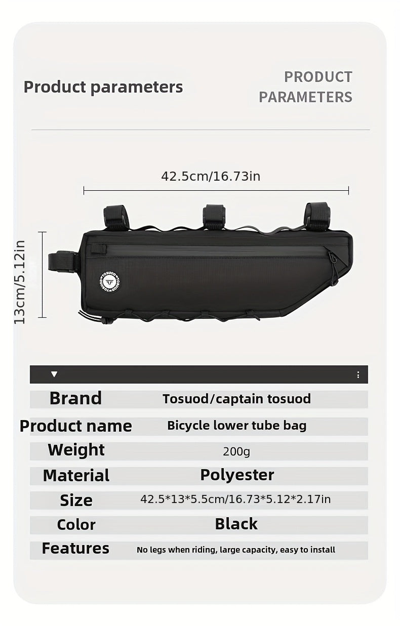 Bike Frame Bag Large Capacity Waterproof Bicycle Triangle Bag for Road Mountain Gravel Bike – Down Tube Front Beam Cycling Storage with Zipper