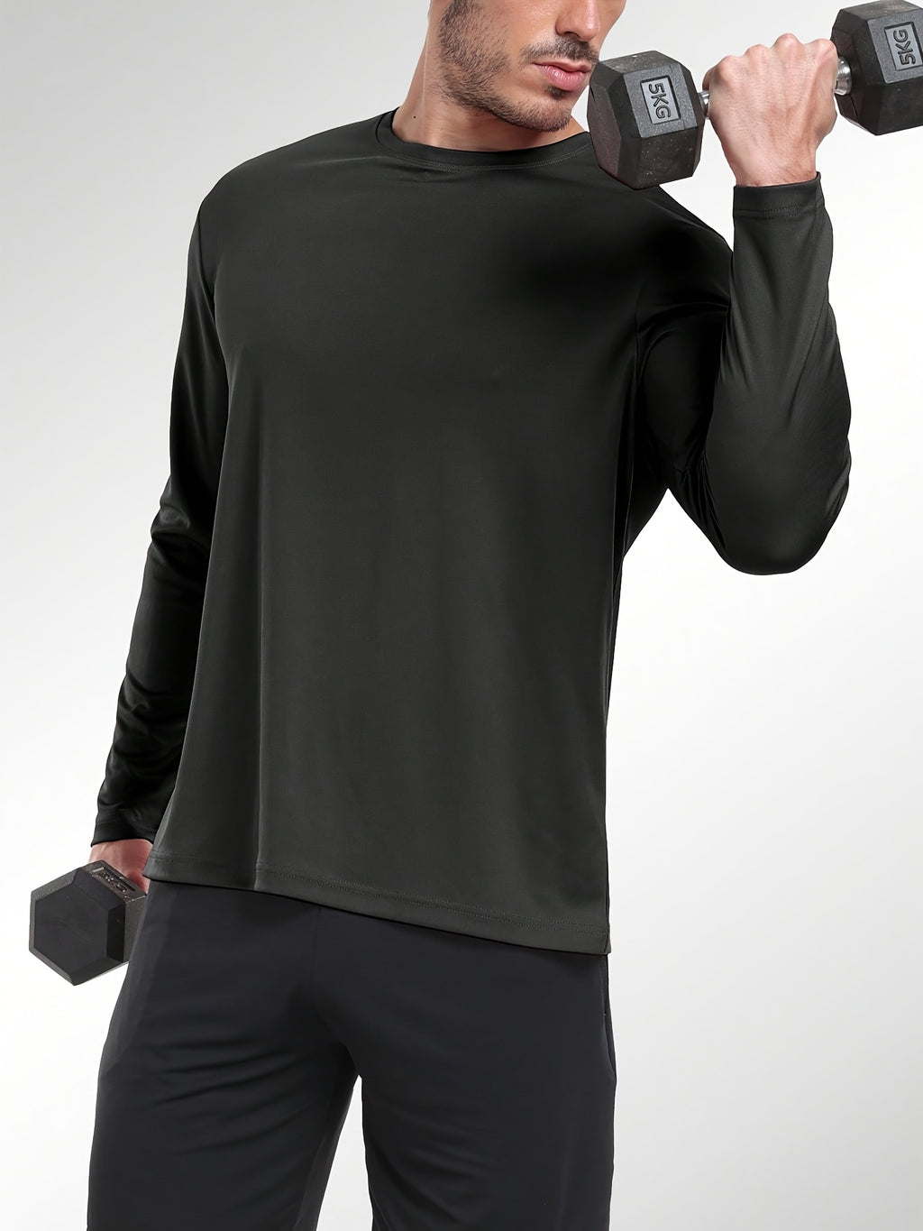 Quick-Dry Long Sleeve Sports T-Shirts for Men 5-Pack – Breathable Moisture-Wicking Athletic Workout Shirts Running Gym Training S-XXL