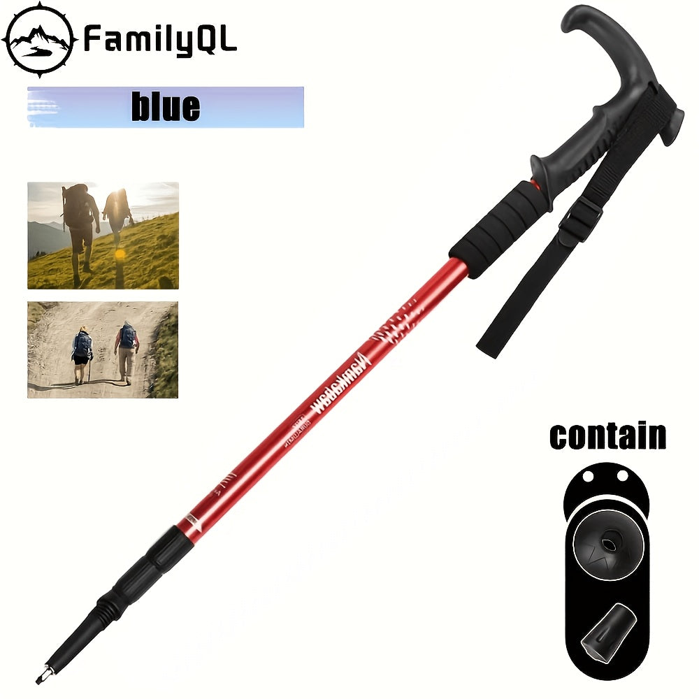 Foldable Aluminum Alloy Hiking Stick Adjustable Trekking Pole Quick Lock Lightweight Collapsible Walking Stick for Men and Women Outdoor