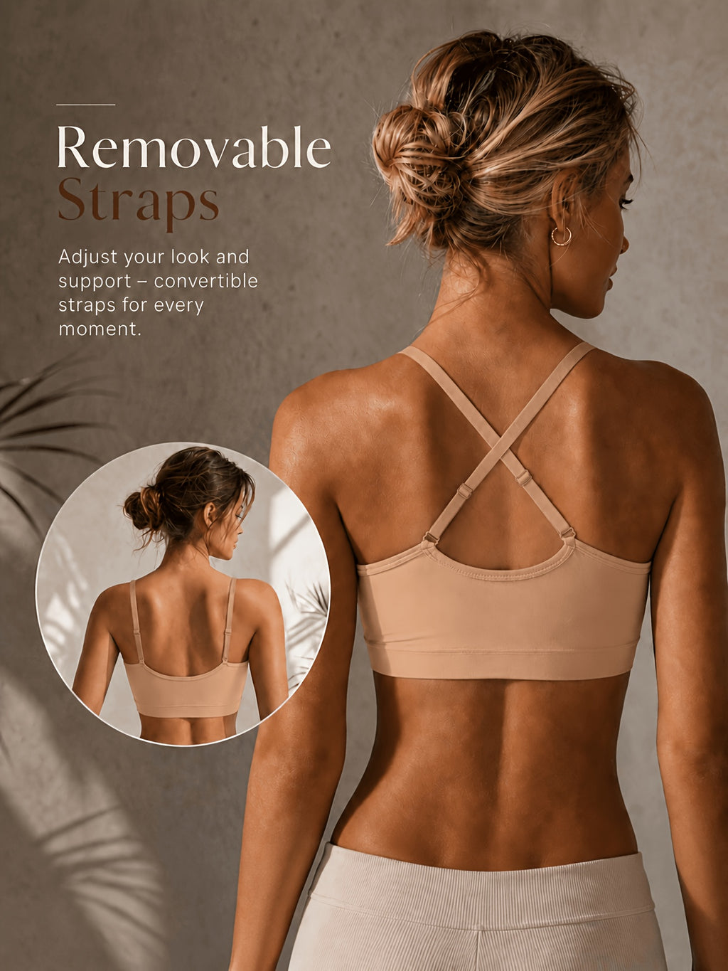 Padded Bralette 4-Pack Wireless V-Neck Adjustable Straps Cami Bra Sports Bra Tank Top Bra for Women Sizes S-XL Multiple Colors