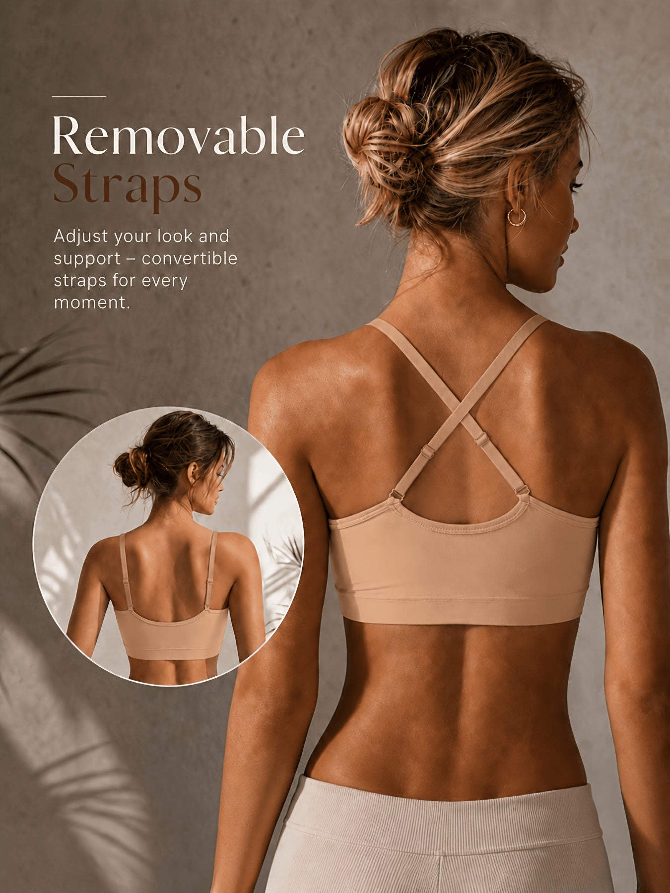 Padded Bralette 4-Pack Wireless V-Neck Adjustable Straps Cami Bra Sports Bra Tank Top Bra for Women Sizes S-XL Multiple Colors