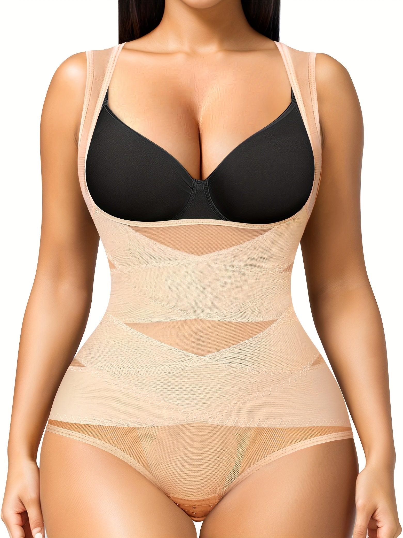 Women's Shapewear Bodysuit with Tummy Control – High-Waist Butt Lifter, U-Shape Push Up, Wide Straps, Breathable Nylon Body Shaper, 5 Colors, Sizes S-XXL