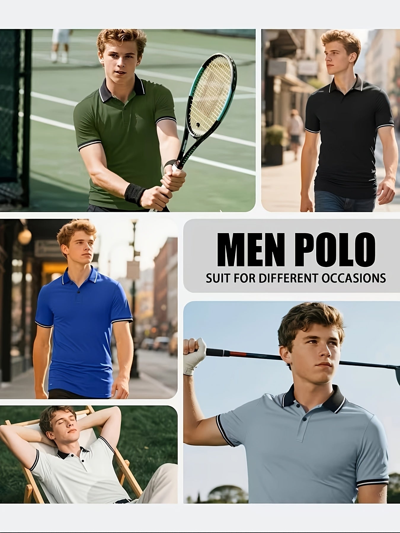 Men's Polo Shirts 6 Pack Short Sleeve Sports Golf Casual Summer Outdoor Tee Mixed Colors S-XXL