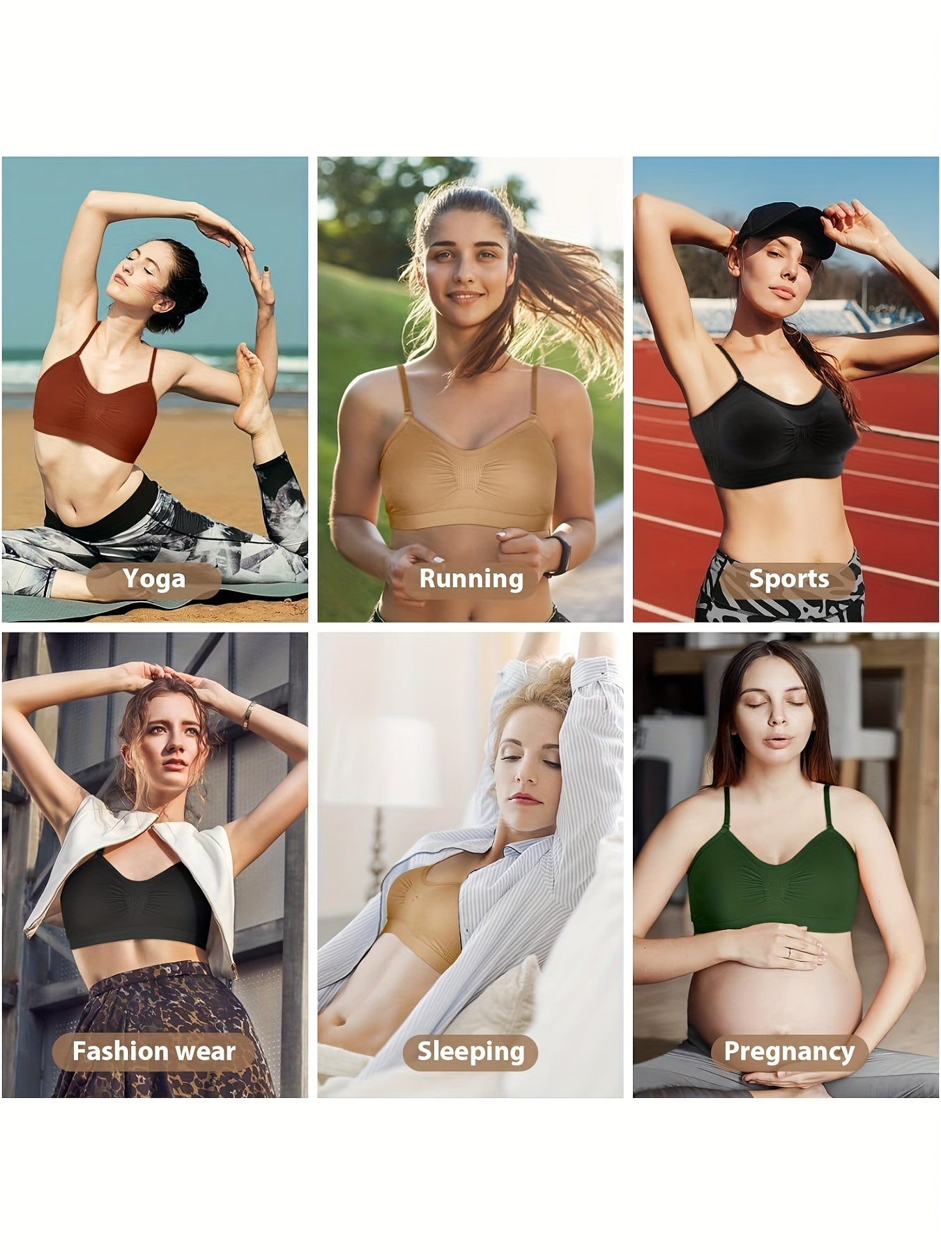 Padded Bralette 4-Pack Wireless V-Neck Adjustable Straps Cami Bra Sports Bra Tank Top Bra for Women Sizes S-XL Multiple Colors