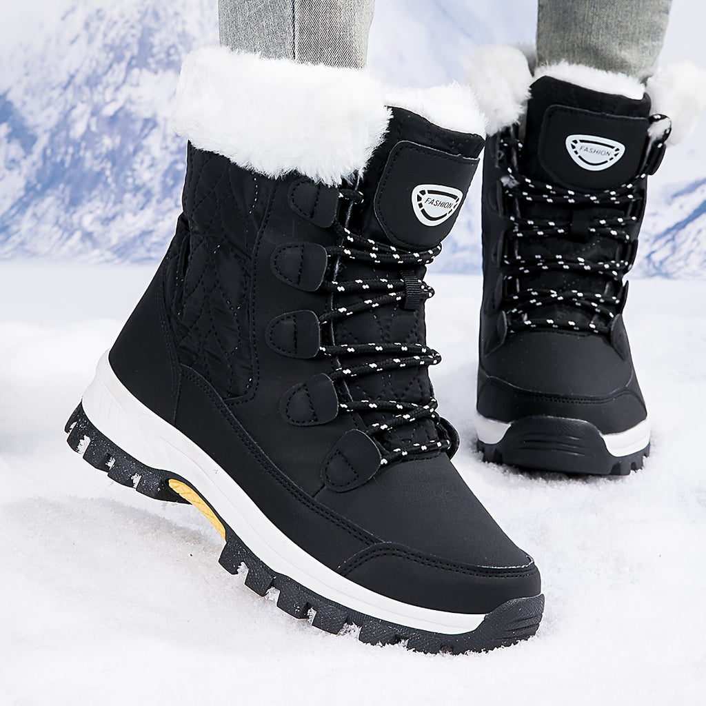 Women's Winter Snow Boots Warm Insulated High Top Non-Slip Waterproof Outdoor Hiking Boots for Women Black Pink Milky US 5.5-10
