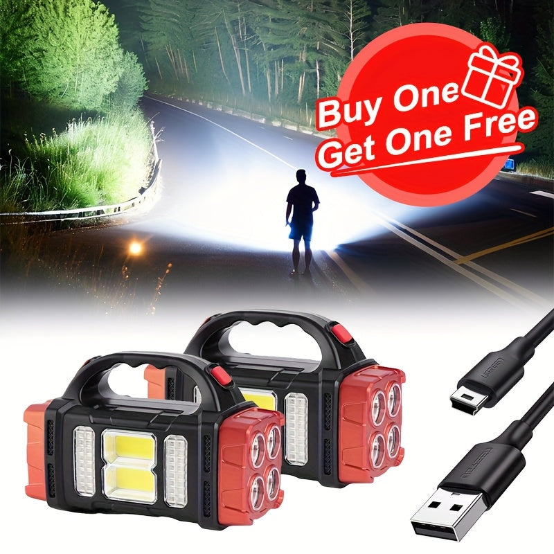 2-Pack Solar LED Flashlights Rechargeable USB-C Fast Charging High Lumen Tactical Flashlight Outdoor Camping Hunting Emergency Survival