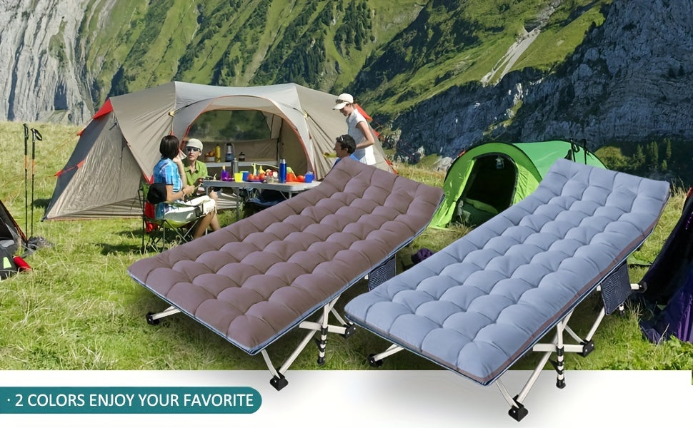 XXL Oversized Camping Cot 32-Inch Wide with Comfortable Mattress – Extra Wide Heavy-Duty Folding Cot for Adults, 1200D Oxford Cloth, Carry Bag Included, Camping Lounge Chair Option