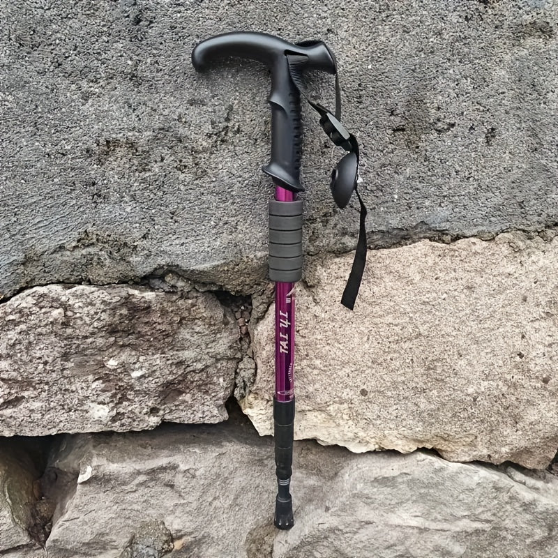 Hiking Pole Adjustable Lightweight Aluminum Alloy Shock Absorbing Ergonomic T-Handle Trekking Walking Stick for Hiking Camping Exploration