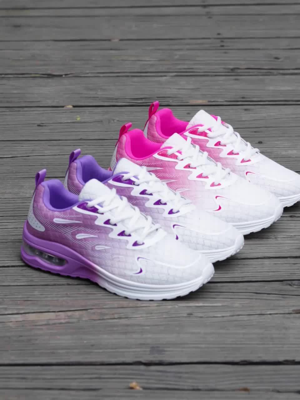 Women's Air Cushion Running Shoes Lightweight Breathable Sneakers – Non-Slip Mesh Tennis Shoes for Women Gym Workout Walking, Arch Support, Sizes 35-43, Pink Purple Black