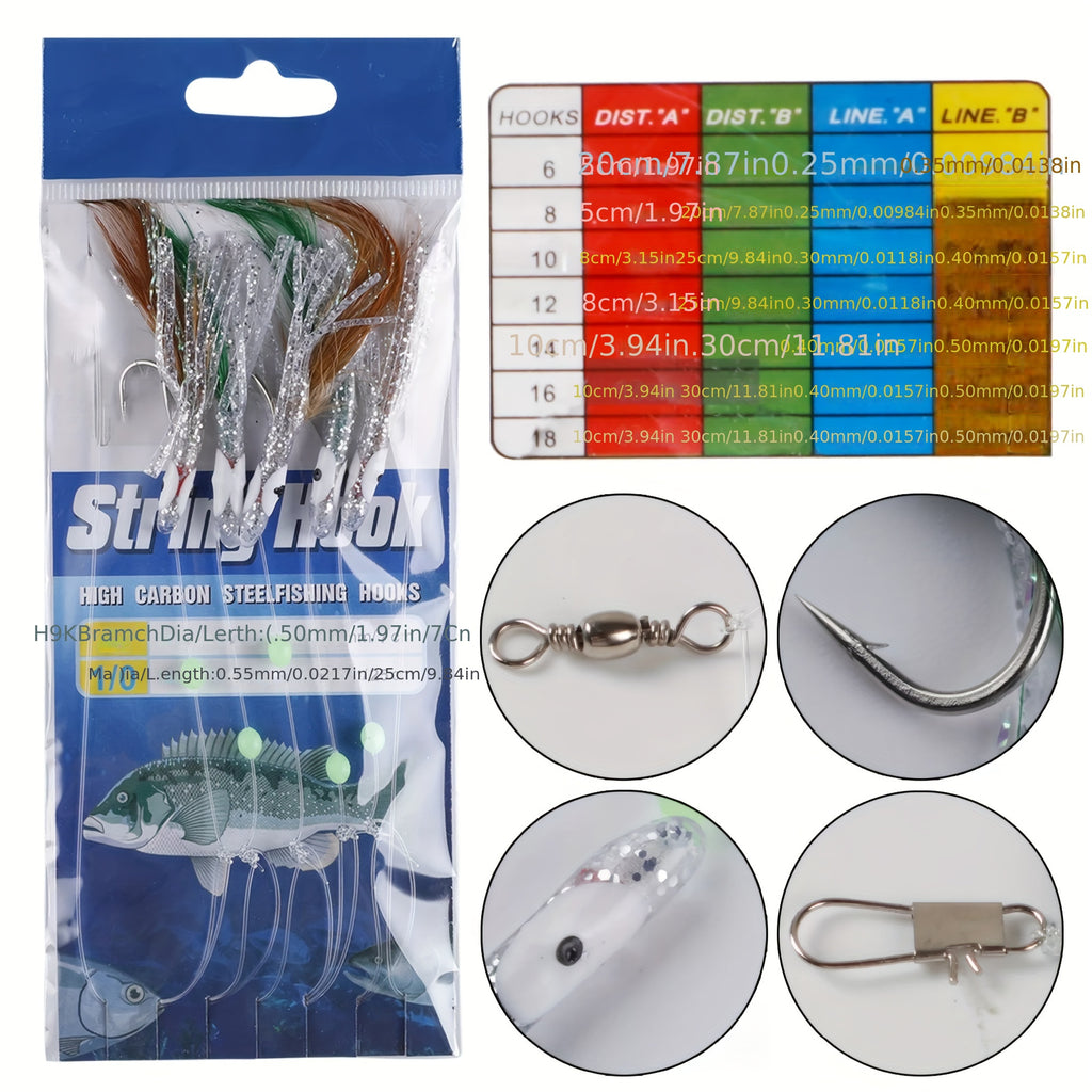 Fishing Rigs Set 22 Pack – Flasher Lure Bait Rigs with Glow Beads & High Carbon Hooks Complete Tackle Kit for Freshwater Saltwater Bass Trout Walleye Salmon Fishing