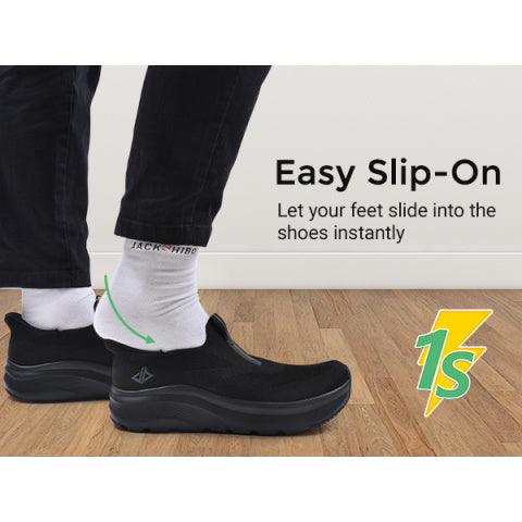 Mens Slip-In Hands Free Sneakers – Wide Toe Box, Arch Support, Orthopedic Walking Shoes with Zero Drop Sole & Metatarsal Pads, US 8-13
