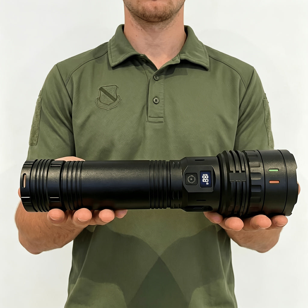 Tactical LED Flashlight 1500 Lumens Adjustable Zoom 200M Beam 4 Modes – Bright Handheld Torch for Camping, Hunting, Hiking, Farm Inspection & Emergency
