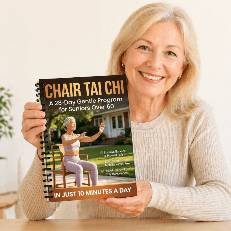 Chair Tai Chi Book for Seniors Over 60 28-Day Gentle Program Spiral-Bound Seated Exercise Guide Balance Strength Mobility Low-Impact Fitness