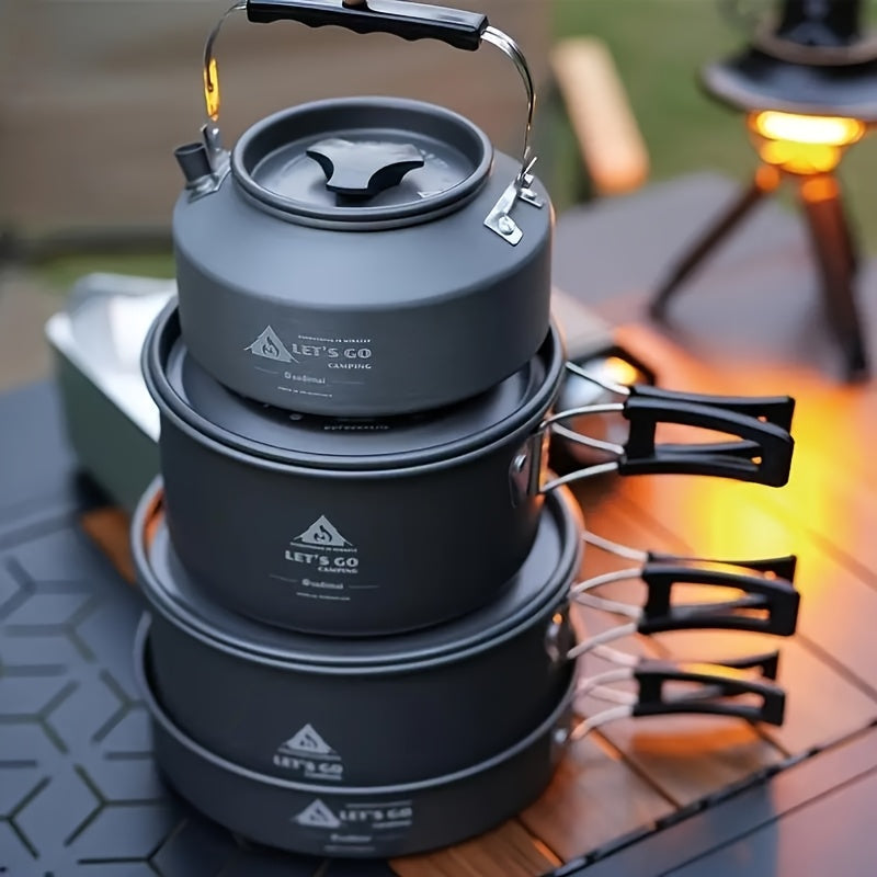 Camping Cookware Set Aluminum Alloy Folding Portable Cooking Kit for 2-3 People with Kettle Stackable Foldable Pots Pans for Outdoor Camping Hiking Backpacking Picnic