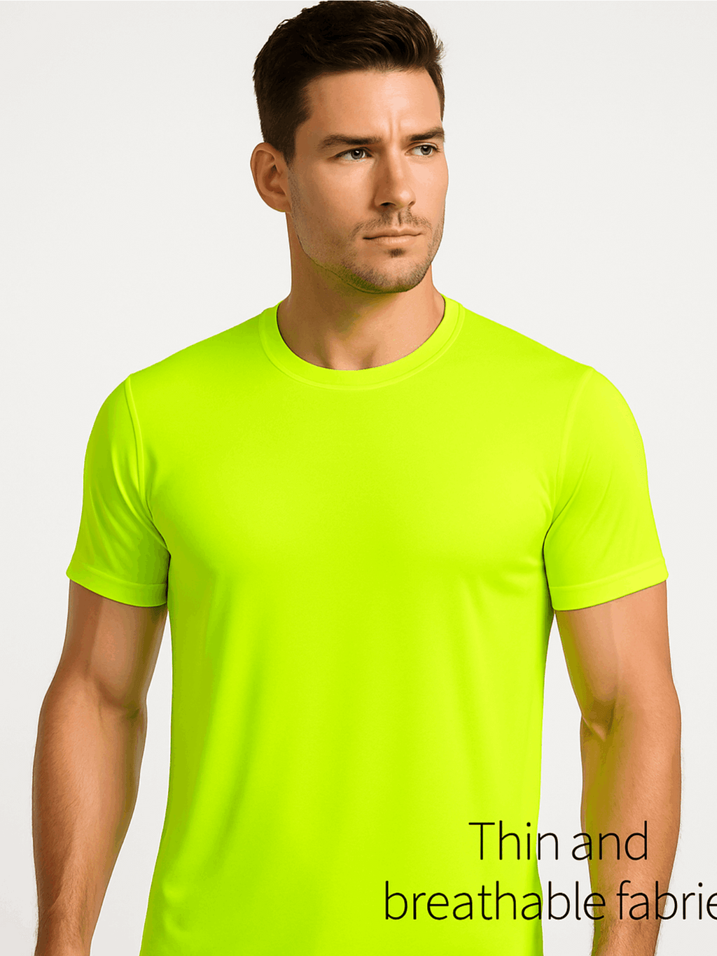Men's Safety Work Shirts 5-Pack UPF 50+ Quick Dry – Breathable Hi-Vis Performance Tees for Outdoor Jobs Construction Landscaping, Fluorescent Yellow, S-XXXL