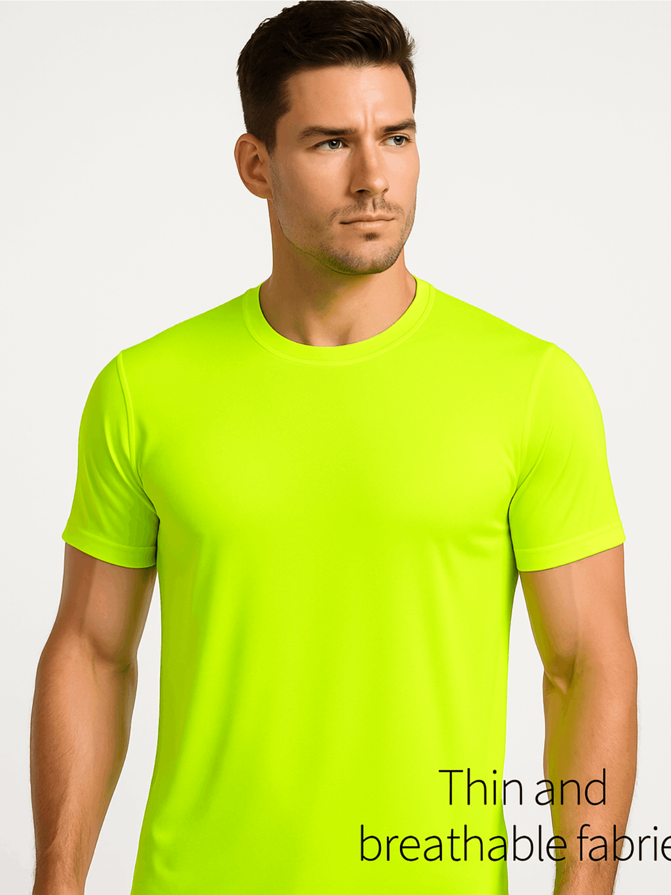 Men's Safety Work Shirts 5-Pack UPF 50+ Quick Dry – Breathable Hi-Vis Performance Tees for Outdoor Jobs Construction Landscaping, Fluorescent Yellow, S-XXXL