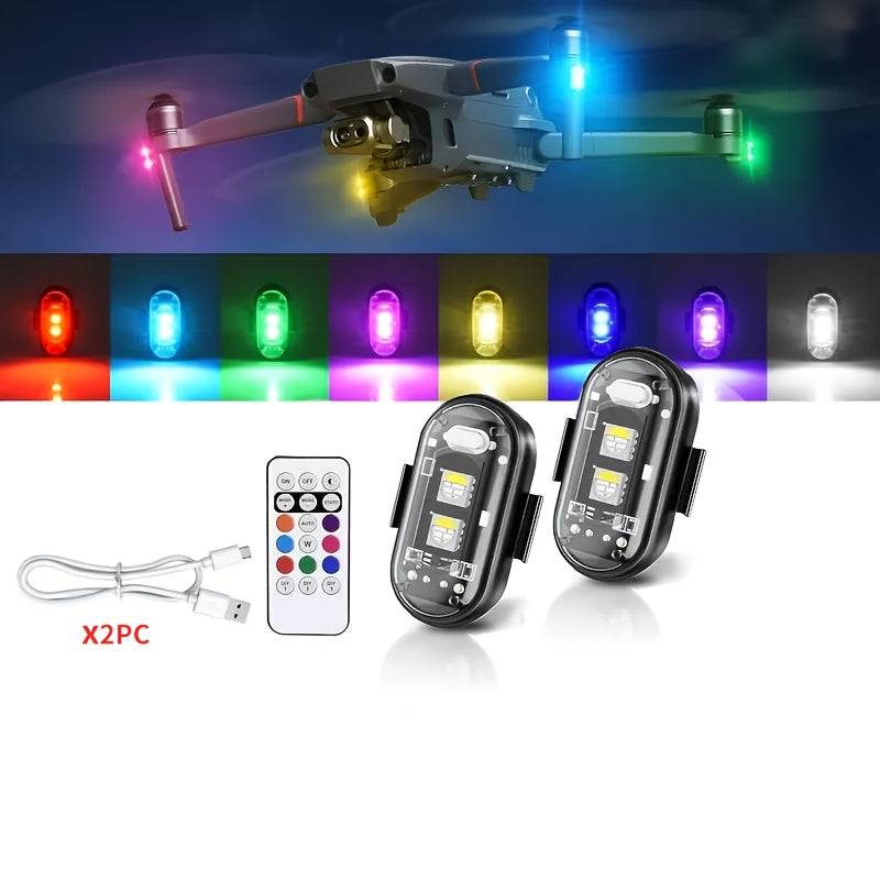 LED Bike Lights 8-Color Remote Control USB Rechargeable High Brightness Mini LED Lights for Bicycle Motorcycle Car Drone 2 4 6 8 Pack Gift for Riders