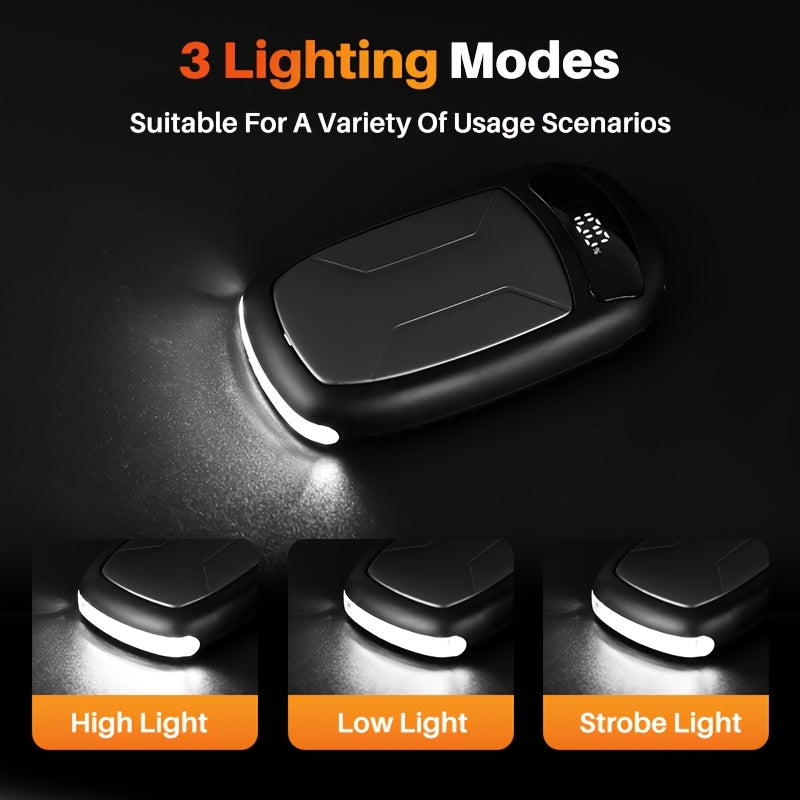 2-Pack Rechargeable Hand Warmers with COB Light & Magnetic Base - 12 Hours Warmth Electric Portable Hand Warmer with High Lumen Flashlight for Camping, Hiking, Winter Outdoor Use - Christmas Gift for Women Men