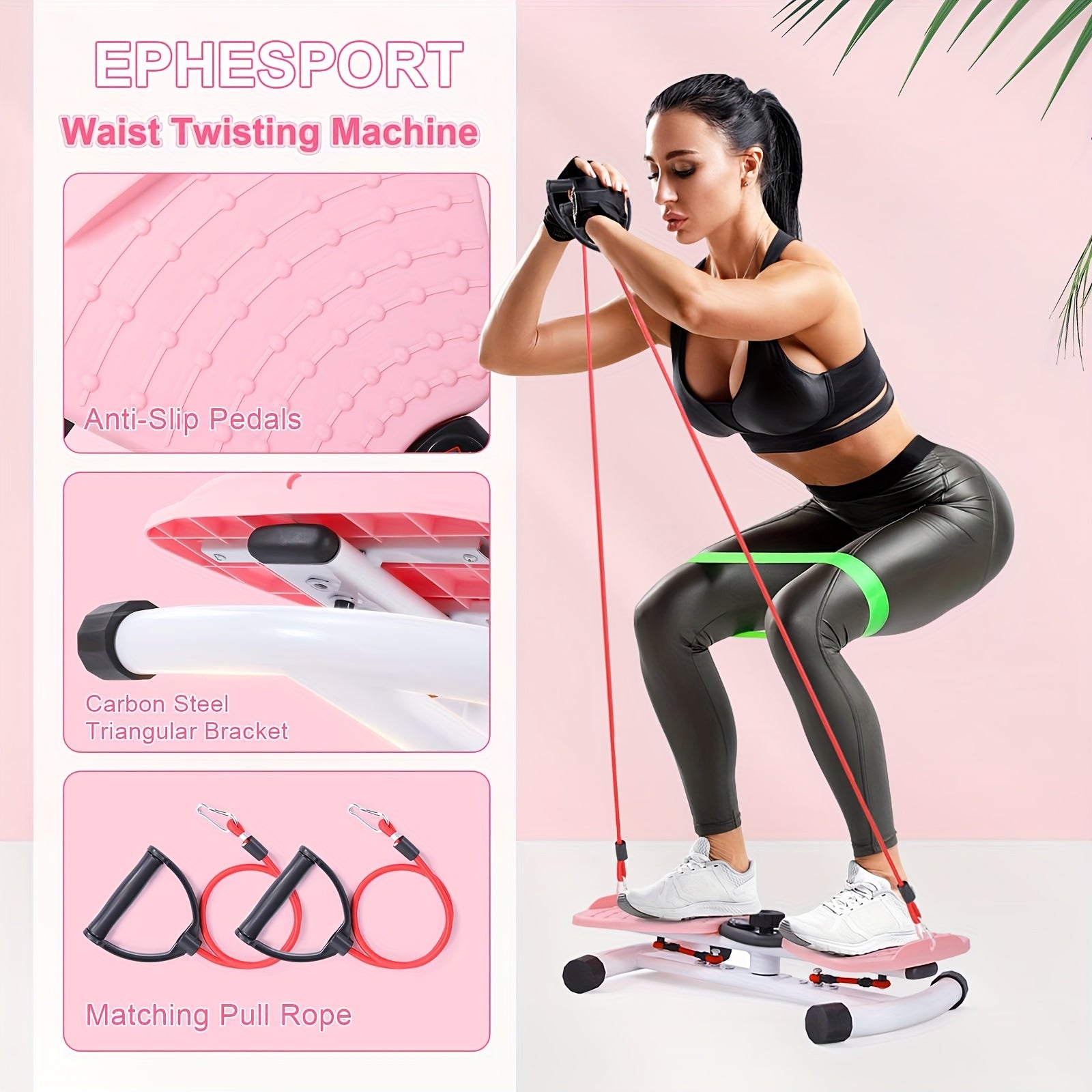 Waist Twisting Board Ab Twister Exercise Machine 360LBS Noiseless Home Gym Digital Display Tracks Time Reps Calories with Figure-8 Resistance Band for Core Workout