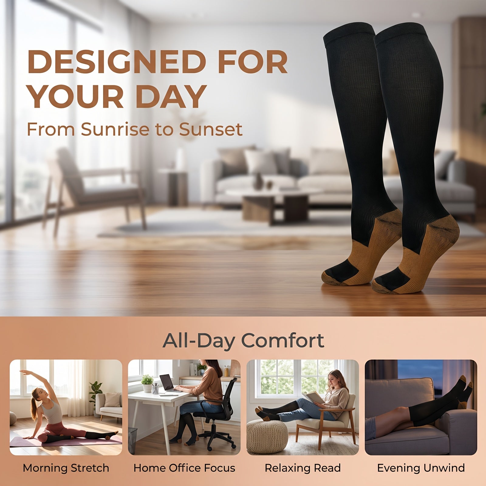 10 Pairs Copper Compression Socks Knee High for Women & Men – Circulation Support for Running Hiking Travel Daily Wear S-XXL