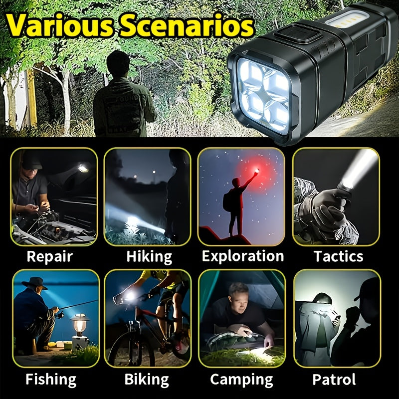 Mini LED Flashlight 3-Pack & 6-Pack Ultra Bright 2000 Lumens – USB-C Rechargeable Handheld Flashlight with COB Light, Back Clip, 4 Modes, 300M Beam for Camping Hiking Hunting Fishing Survival