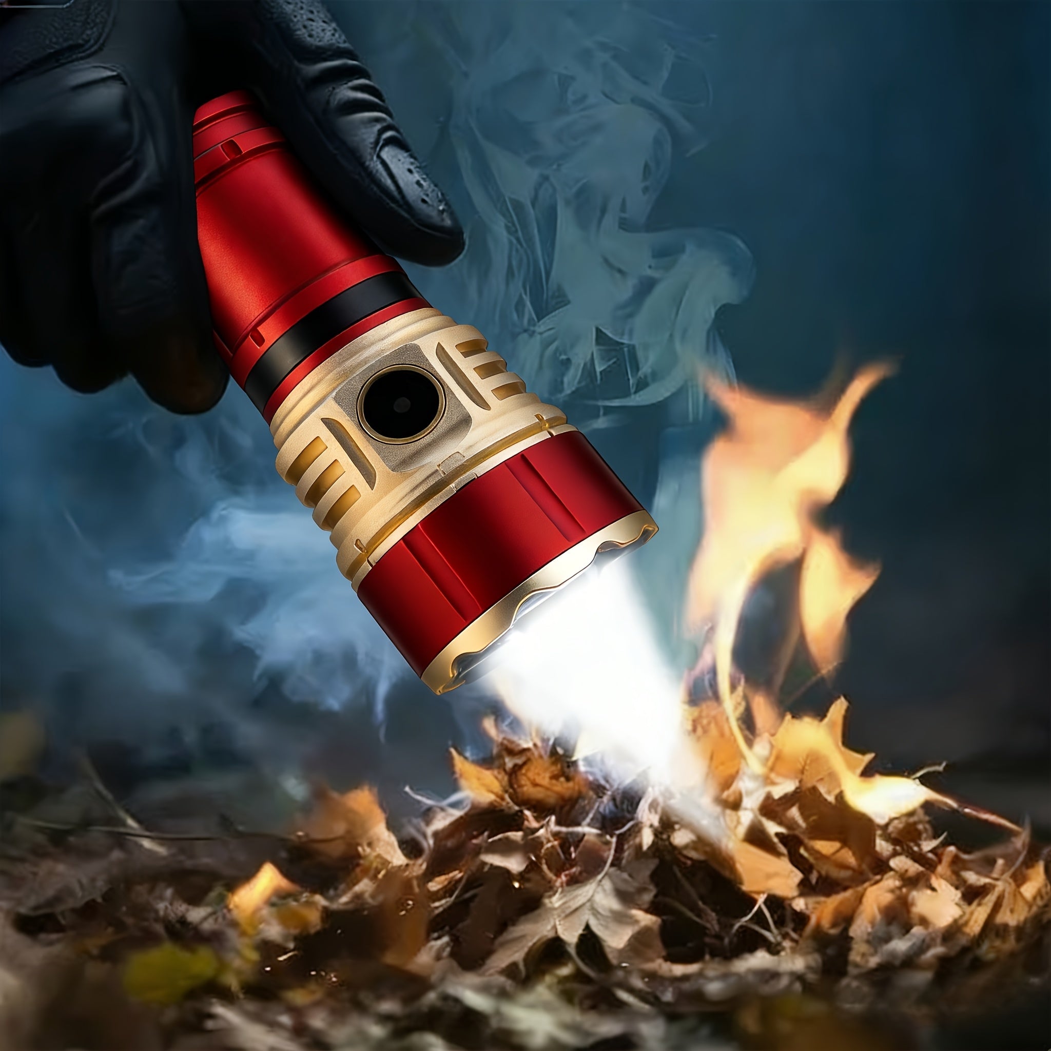 4500 Lumen Tactical Survival Flashlight with Fresnel Lens Fire Starter 1000M Beam 21700 Rechargeable Battery Aluminum Alloy EDC Torch Camping Hiking Emergency Prepper