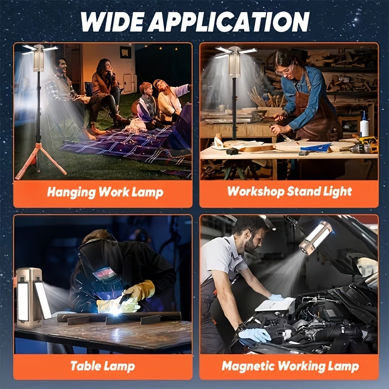 Magnetic LED Work Light Rechargeable Telescopic Inspection Light 7 Modes 360° Adjustable Foldable – Auto Repair Mechanic Camping Hiking Fishing Emergency Flashlight Tool