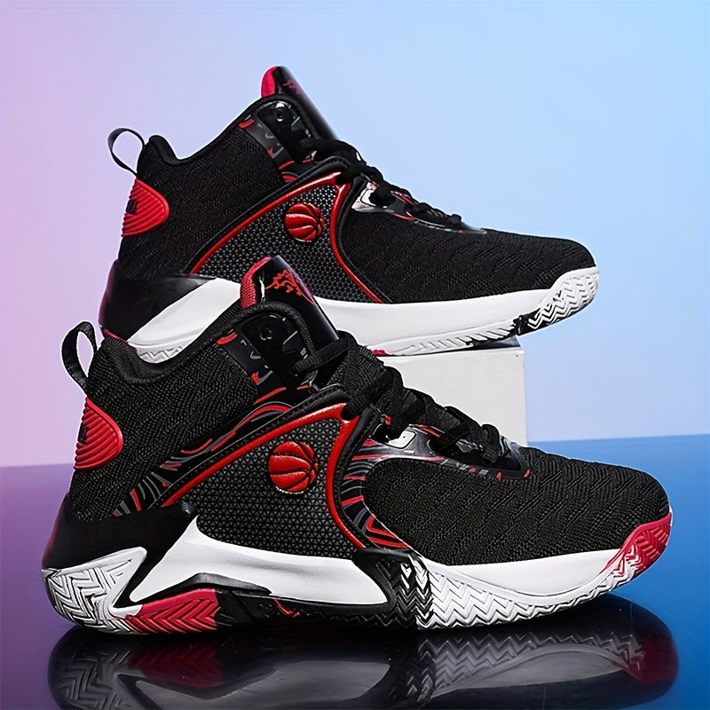 Men's High-Top Basketball Shoes Anti-Slip Lace-Up – Breathable Rubber Sole Sneakers for Basketball Running Outdoor, US 6.5-13.5, Red Black Yellow