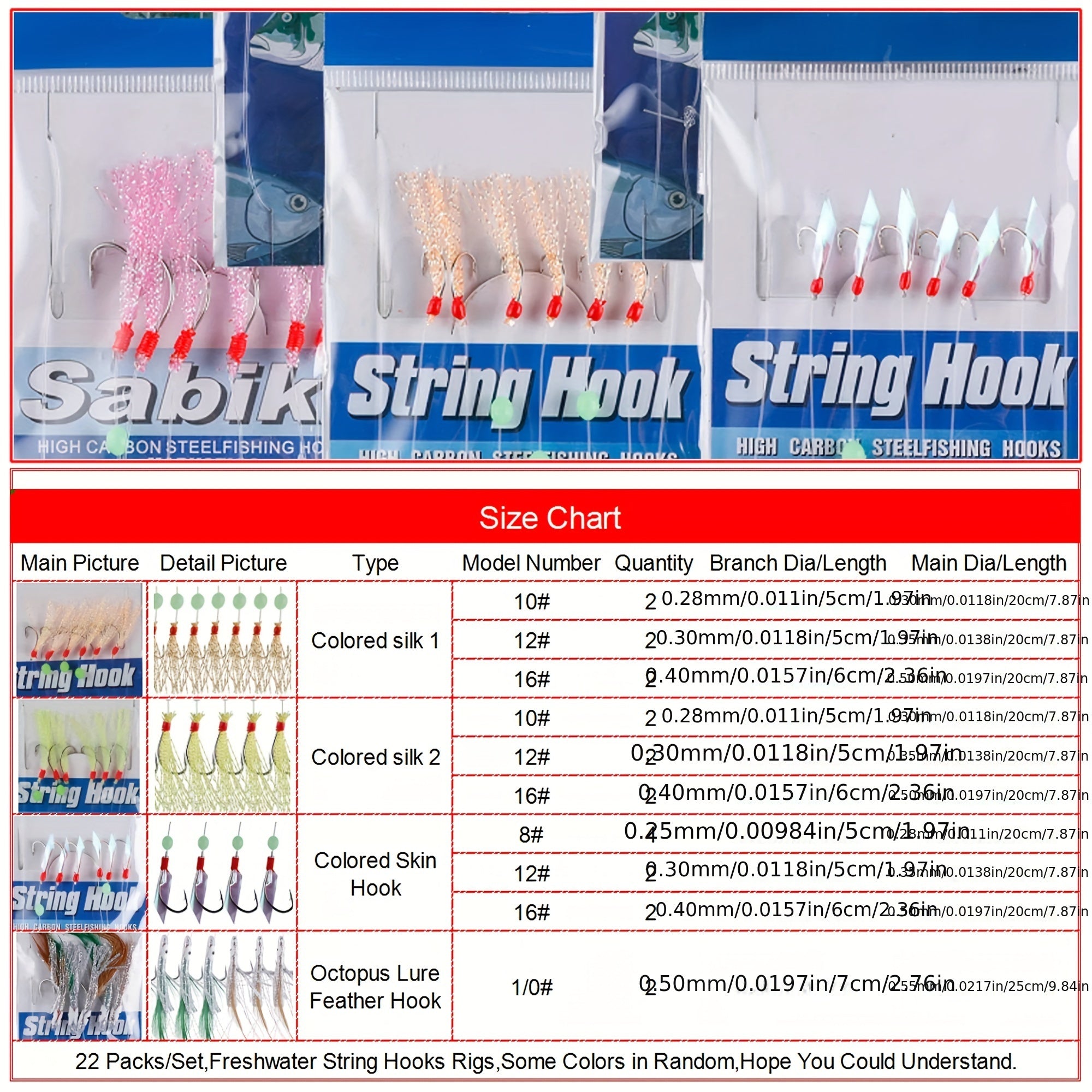Fishing Rigs Set 22 Pack – Flasher Lure Bait Rigs with Glow Beads & High Carbon Hooks Complete Tackle Kit for Freshwater Saltwater Bass Trout Walleye Salmon Fishing