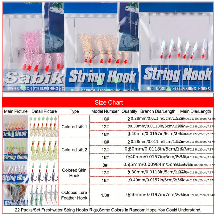 Fishing Rigs Set 22 Pack – Flasher Lure Bait Rigs with Glow Beads & High Carbon Hooks Complete Tackle Kit for Freshwater Saltwater Bass Trout Walleye Salmon Fishing