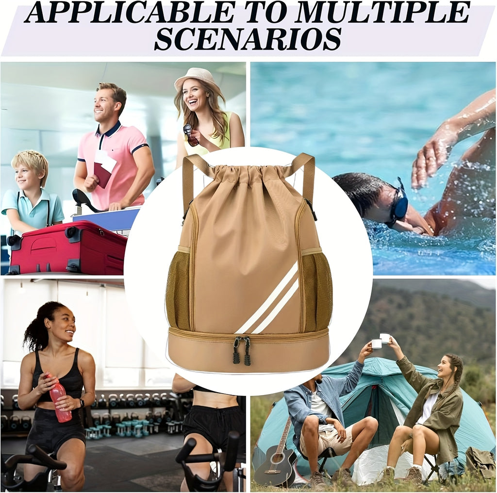 Drawstring Sports Backpack Gym Bag Lightweight for Men & Women – Basketball, Yoga & Fitness Bag with Shoulder Strap, Polyester Lining & Drawstring Pouch