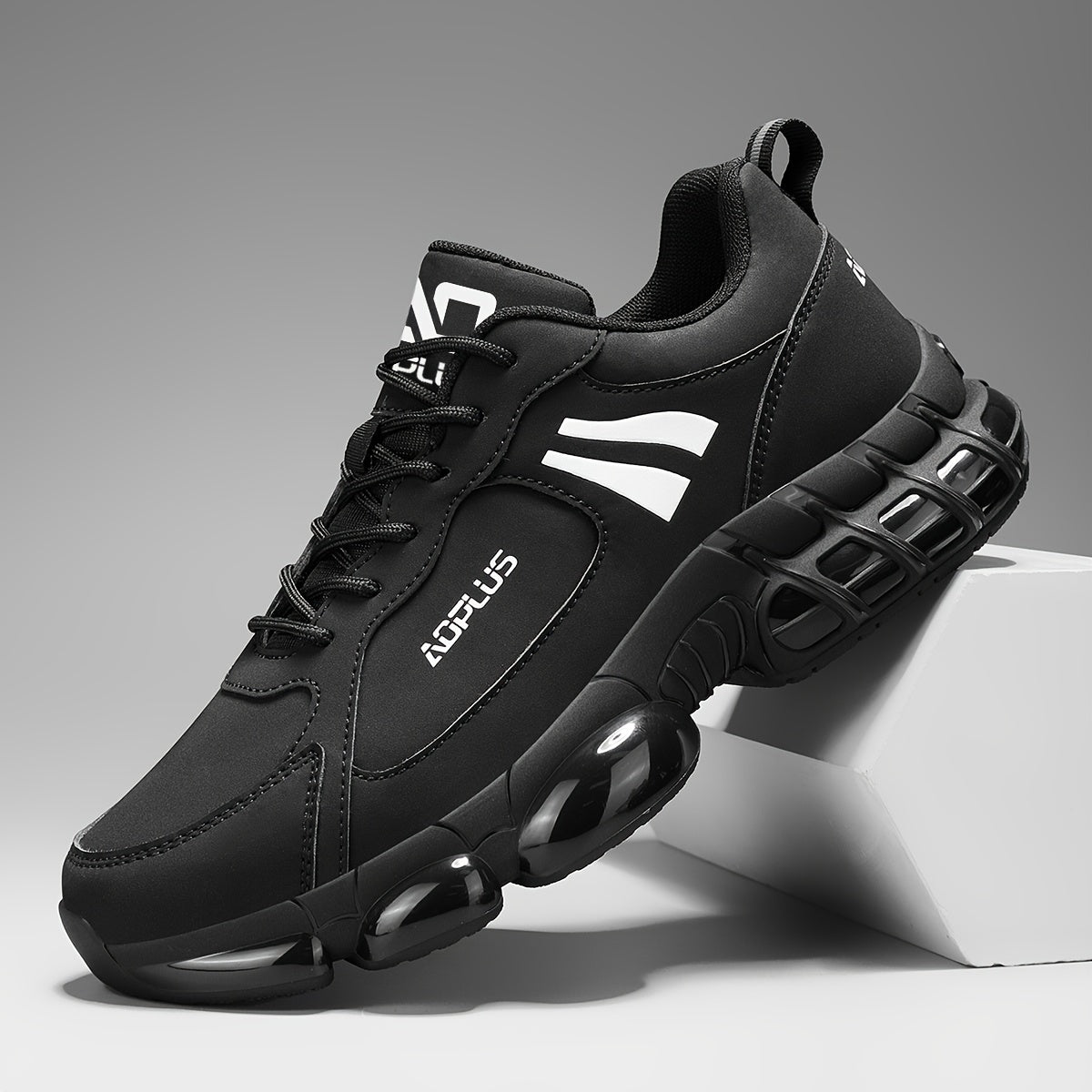 Anti-Slip Road Running Shoes for Men Wear-Resistant Rubber Sole – All-Season Low Top Lace-Up Athletic Sneakers for Gym Outdoor Casual Blue Black White