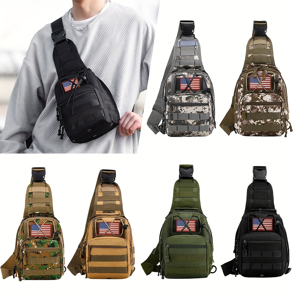 Men's Sling Bag Lightweight Crossbody Chest Pack, Multi-Pocket Shoulder Bag with Adjustable Strap for Cycling Hiking Travel EDC, Compact Outdoor Daypack for Men