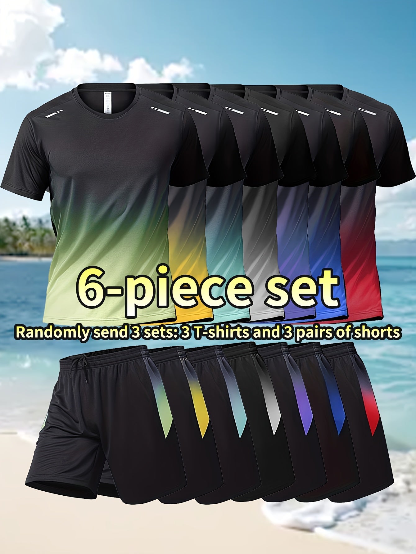 6-Piece Men's Sportswear Set All Season Casual Athletic Outfit Zipper Drawstring Pockets Multi-Color Holiday Gift for Men