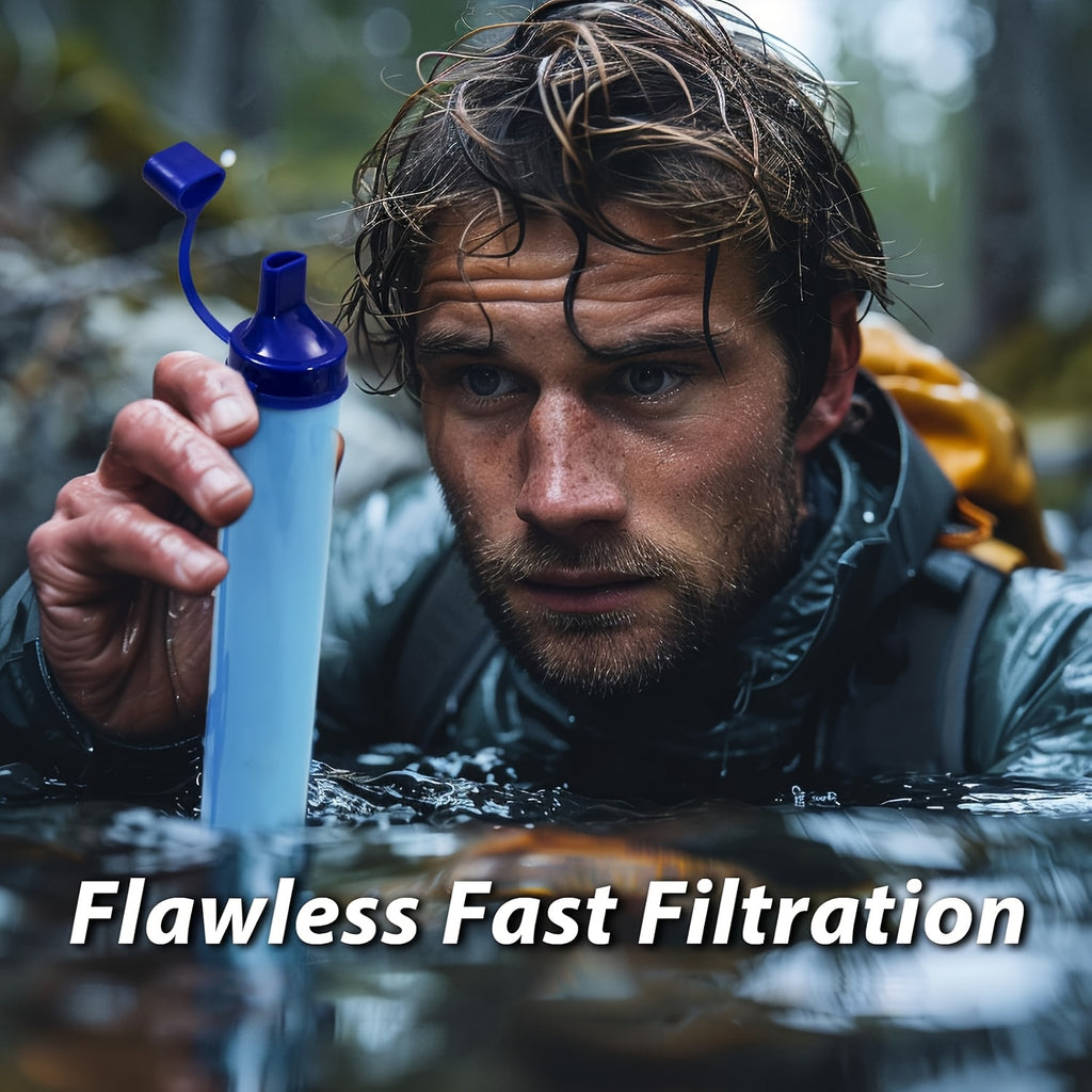 Survival Water Filter Straw 10000 Gallons Portable Personal Water Purifier for Camping Hiking Backpacking Emergency Filtration BPA Free