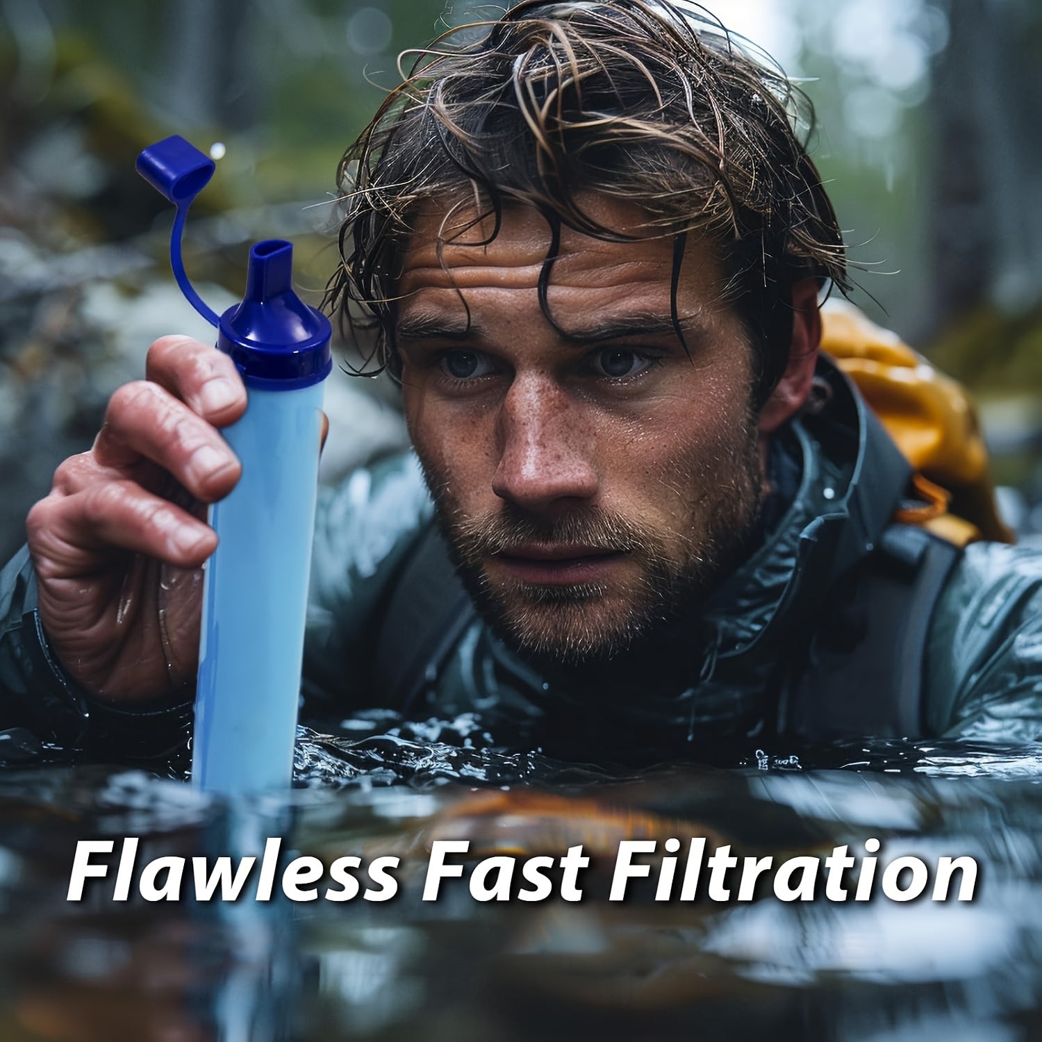 Survival Water Filter Straw 10000 Gallons Portable Personal Water Purifier for Camping Hiking Backpacking Emergency Filtration BPA Free