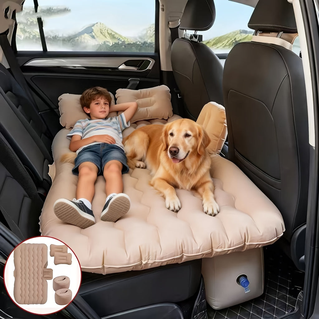 Inflatable Car Mattress Portable Backseat Sleeping Bed PVC Travel Cushion for SUV Truck Camping Picnic Road Trip Outdoor Rest Blue Black Beige Gray