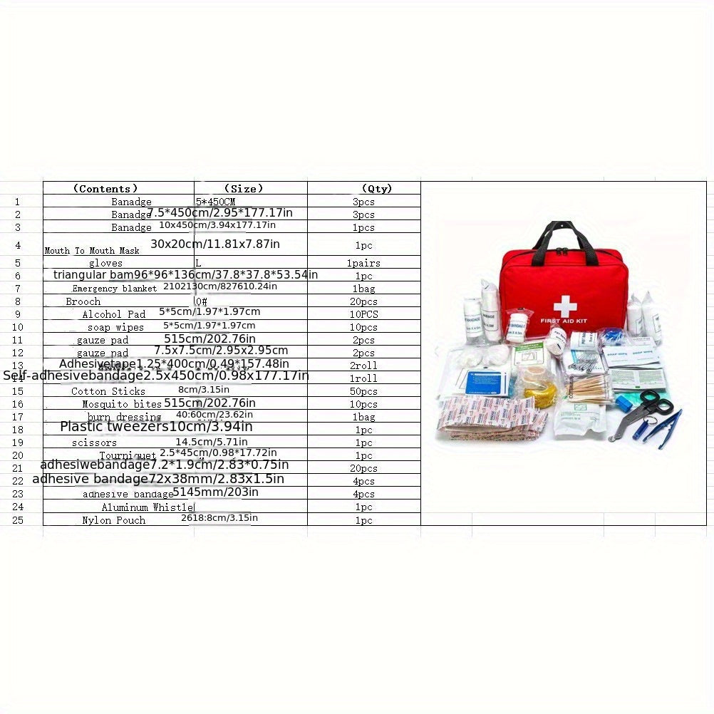 152 Piece First Aid Kit Survival Emergency Kit Camping Hiking Outdoor Portable Reusable with Scissors Pliers Bandages Gauze Tape