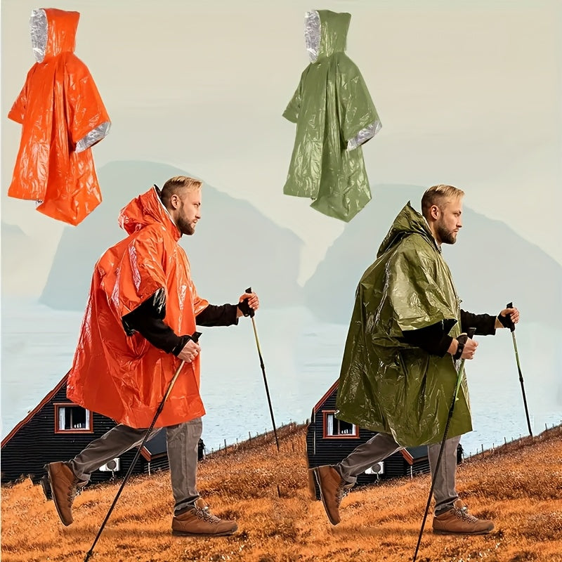 Emergency Rain Poncho Waterproof Two-Sided Thermal Blanket Pack – Portable Raincoat for Hiking Camping Survival Emergency Kit Bug Out Bag