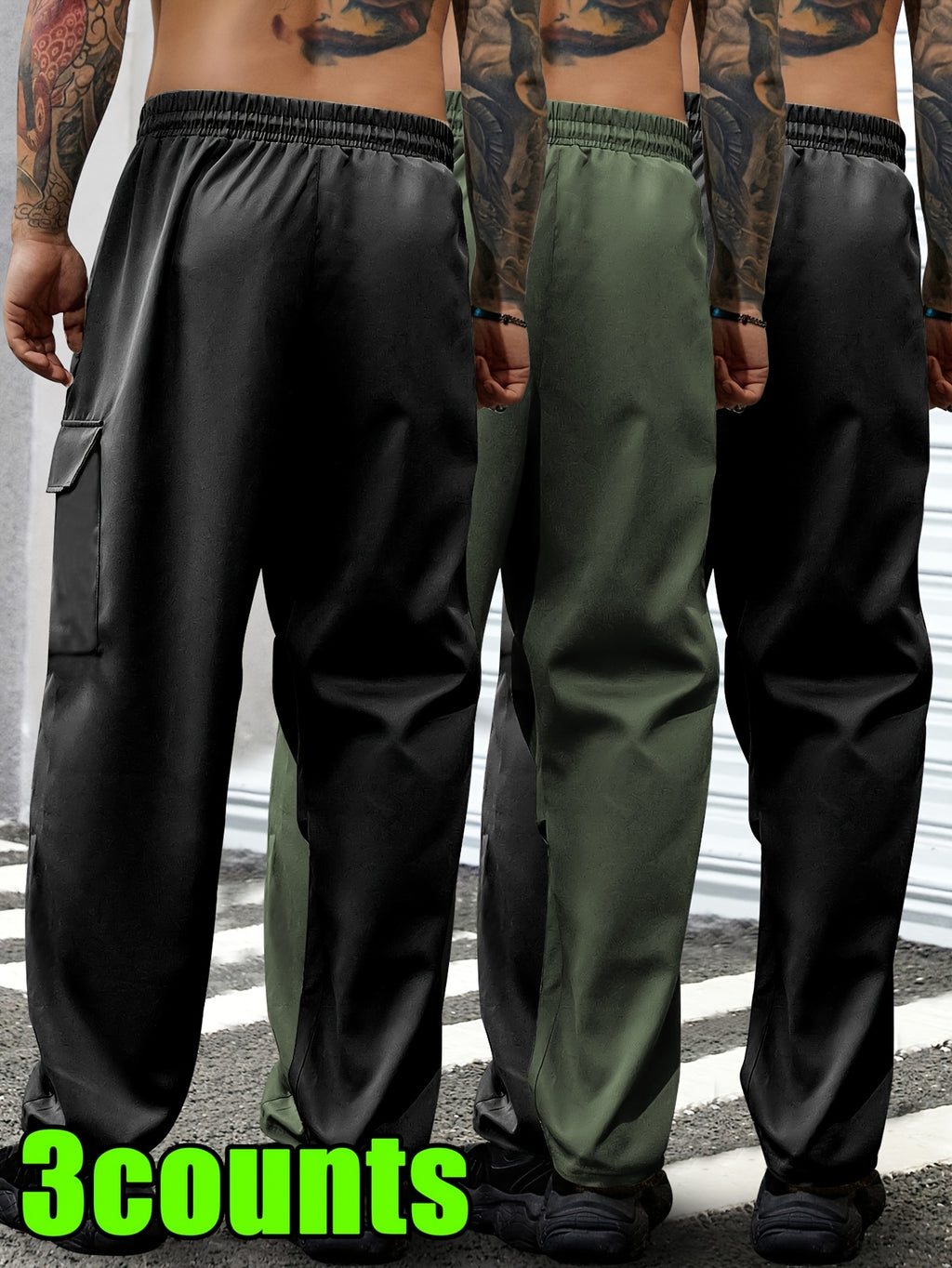 Men's Lightweight Cargo Pants with Drawstring & Elastic Waist – Multi Zipper & Side Pockets, Breathable Regular Fit for Hiking, Camping & Casual Outdoor Wear, S-XXXL