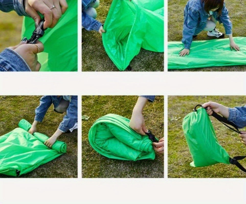 Portable Inflatable Camping Sofa Lounger Chair – Quick Inflate Outdoor Recliner for Beach, Backyard & Camping in Blue, Purple, Red & Green