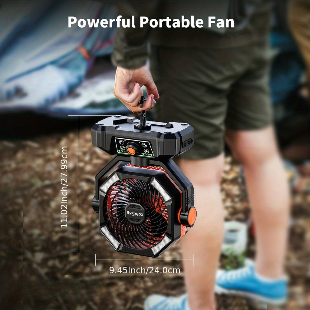 Camping Fan with 20000mAh Battery – 8-Speed Portable Tent Fan, USB Rechargeable, Enhanced Motor, Outdoor Travel Hiking