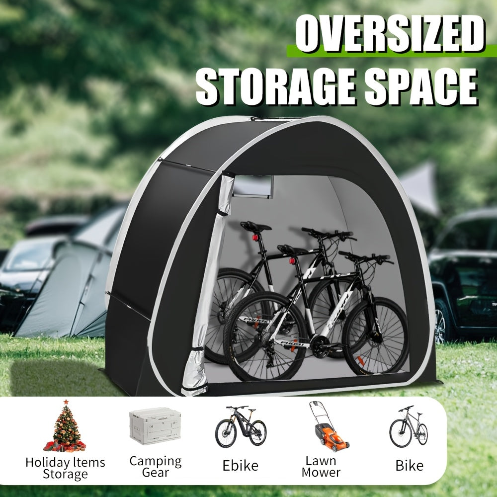 Outdoor Bike Storage Shed Tent 2-3 Bikes 210D Oxford Fabric PU4000 Waterproof UV Resistant Portable Bicycle Storage Tent Garden Tool Lawn Mower Storage All-Season