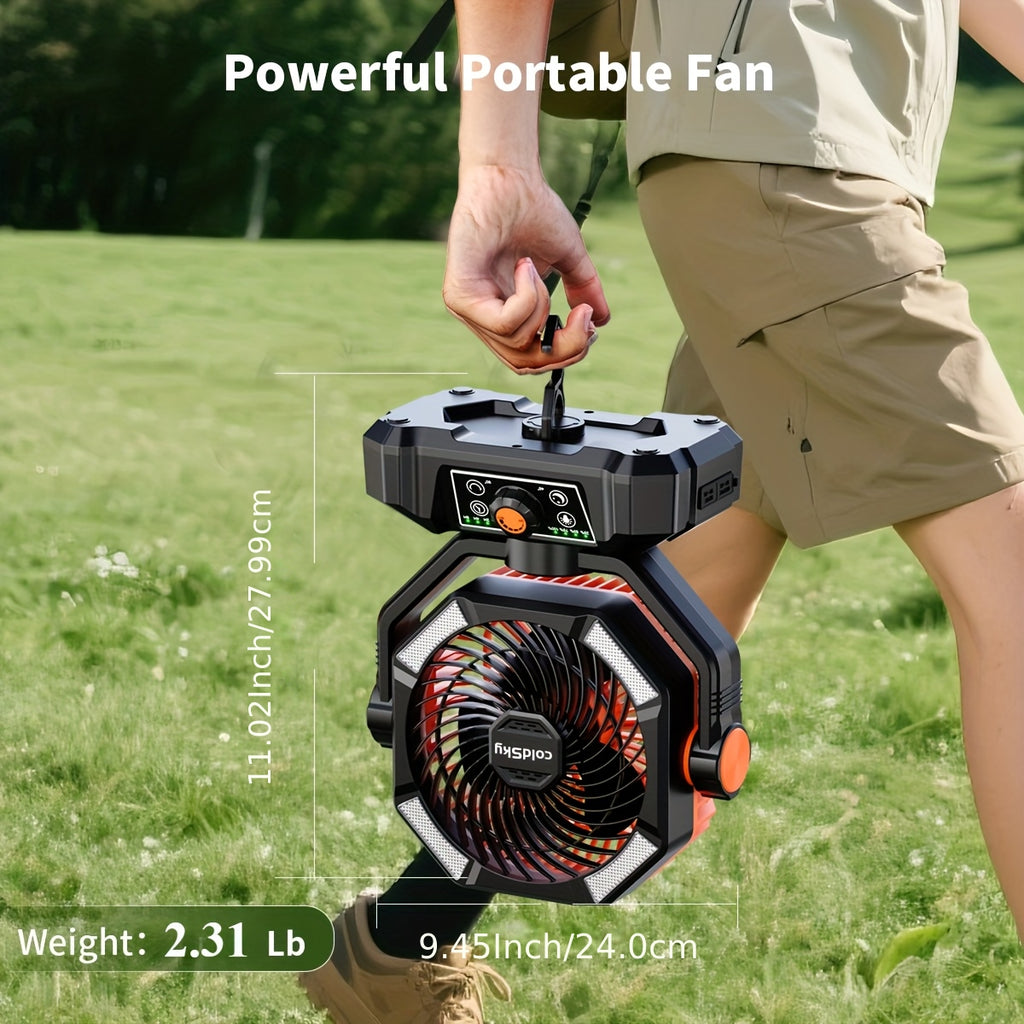 Camping Fan with 20000mAh Battery – 8-Speed Portable Tent Fan, USB Rechargeable, Enhanced Motor, Outdoor Travel Hiking
