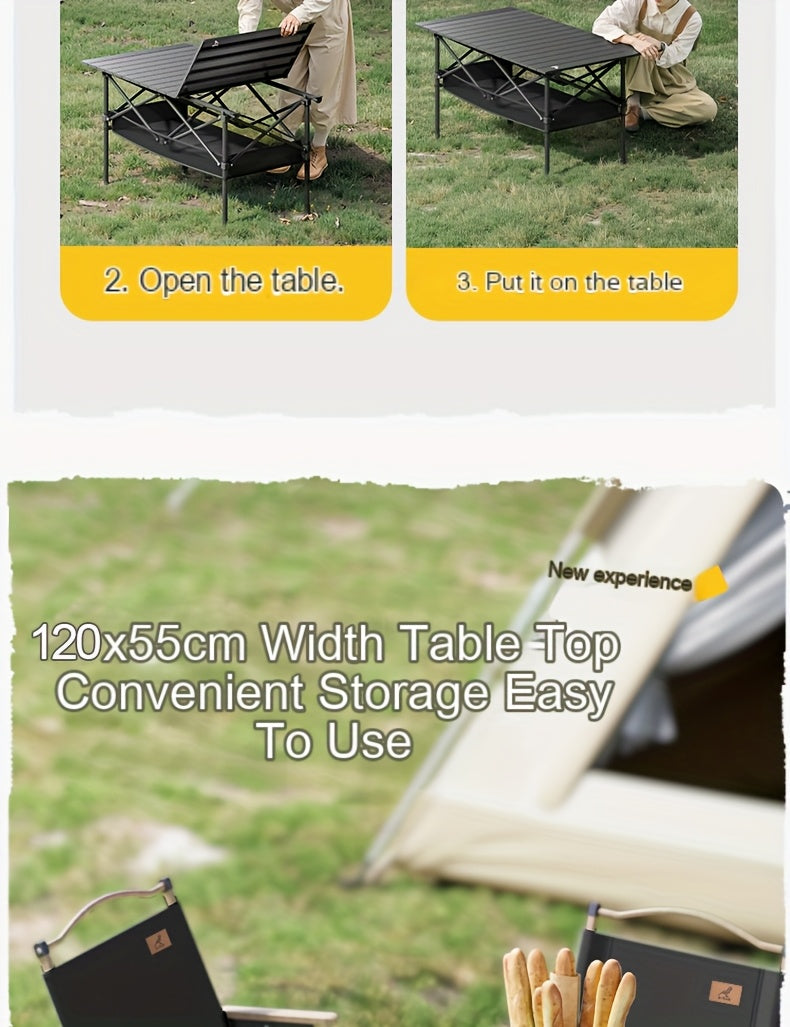 Portable Camping Picnic Table with Carry Bag – Foldable Roll-Up Outdoor Table for Beach, Backyard, Barbecue, Patio & Picnic