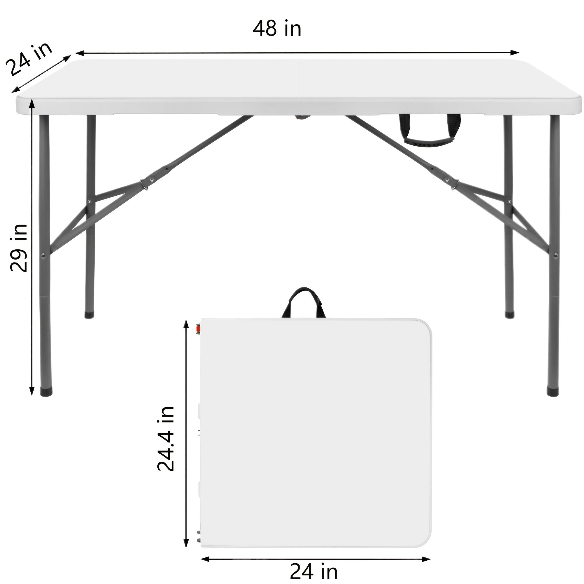 Folding Table 4ft & 6ft with Locking Mechanism – Heavy-Duty Lightweight Portable Outdoor Table for Camping, RV, Dining, Parties & Outdoor Events | White & Black