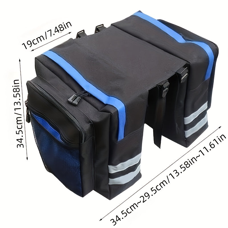 Bike Bag Set 3-Piece Cargo Rack Bag + Saddle Bag + Shoulder Bag – 13.21 Gal Large Capacity Cycling Storage for Road Mountain Commuter Bike Touring – Red Black Blue