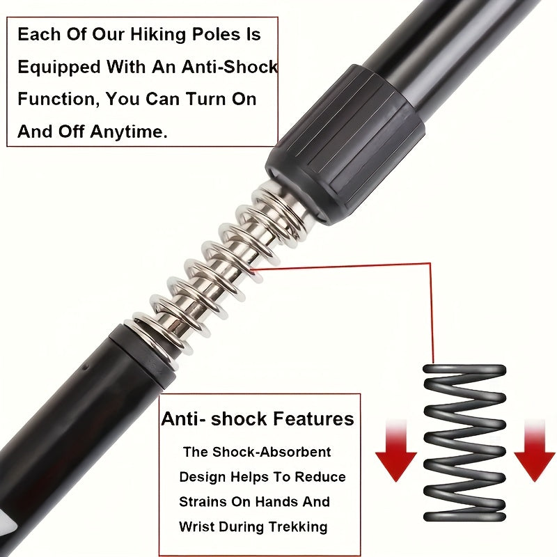 Foldable Aluminum Alloy Hiking Stick Adjustable Trekking Pole Quick Lock Lightweight Collapsible Walking Stick for Men and Women Outdoor