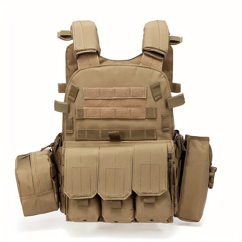 Tactical MOLLE Vest 6094 Multi-Functional Plate Carrier for Men - Outdoor Combat Training CS Airsoft Paintball Hunting Vest - Adjustable Military Green Black Army Green Brown Mud Color